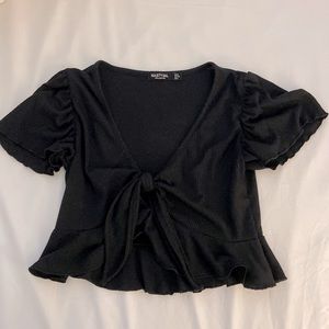 Crop front tie top
